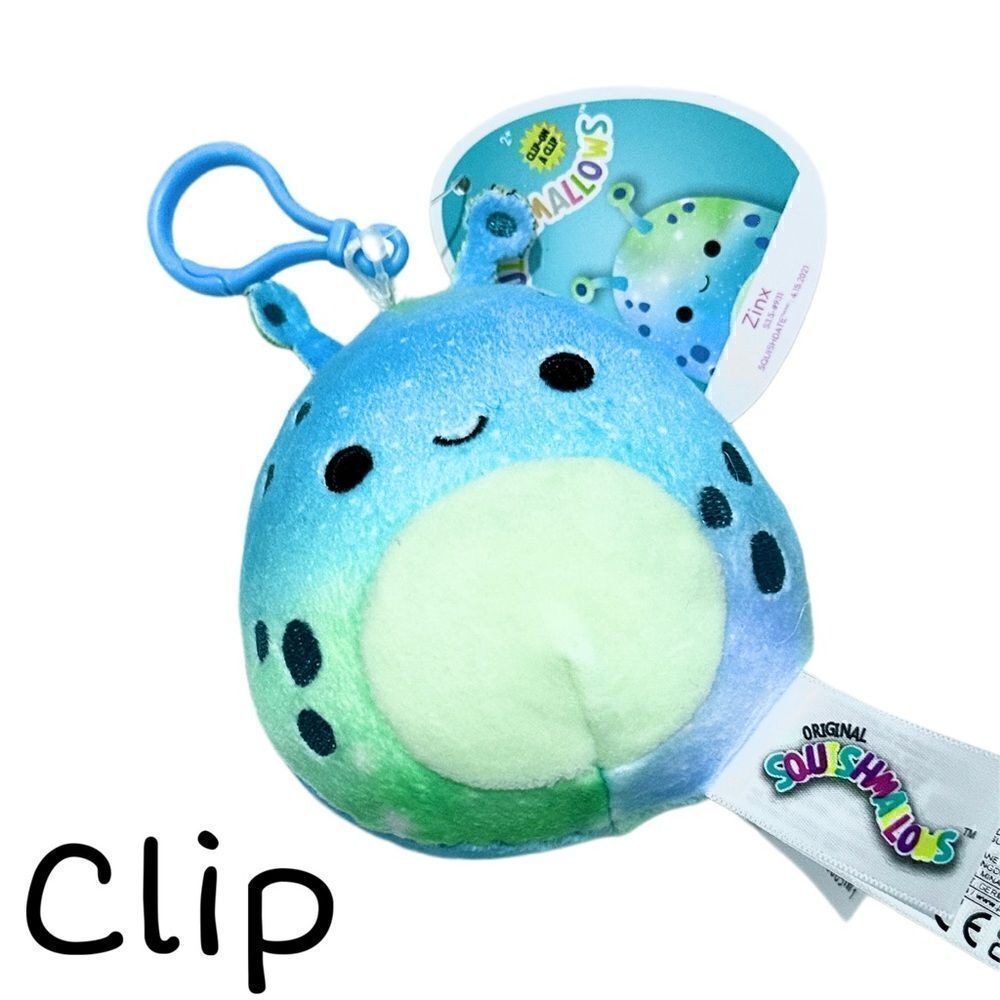 Squishmallows Zinx the Alien 3.5” Clip, New with Tags, Collectible Plushie